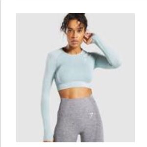 Gymshark vital seamless long sleeve crop top green